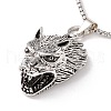 Alloy Wolf Pendant Necklace with 201 Stainless Steel Box Chains NJEW-E016-06AS-1