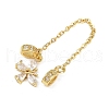 Brass Pave Clear Cubic Zirconia European Safety Chains with Charms KK-L236-15A-G-2