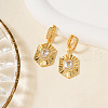 Elegant Hexagon Brass Clear Cubic Zirconia Hoop Earrings MI6805-4