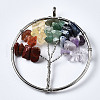 Natural & Synthetic Mixed Stone Bead Brass Wire Wrapped Big Pendants X-G-S202-05-2
