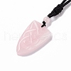 Natural Rose Quartz Sailor's Knot Pendant Necklace with Nylon Cord for Women NJEW-E091-02E-3