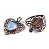 Synthetic Opalite Peach Love Heart Pendants G-G158-01-10-2