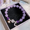 Moon Alloy Cat Eye Round Beaded Charm Bracelets WG18D49-06-1
