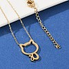 304 Stainless Steel Cat Outline Pendant Necklaces for Women NJEW-F339-03G-1