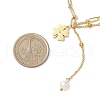 Round Shell Pearl & Brass Chain Flower Pendant Necklaces NJEW-JN04963-3