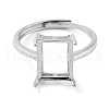 Rectangle Adjustable 925 Sterling Silver Ring Components STER-G042-08P-2