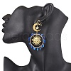 Vintage Natural Lapis Lazuli Ear Studs EJEW-JE05807-04-3