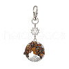 Natural Tiger Eye Chips Beads & Alloy Tree of Life Pendant Decorations HJEW-JM03128-05-2