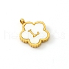 Golden Tone Stainless Steel Pave White Shell Letter Flower Charms PW-WGC5230-12-1