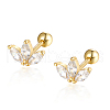 S925 Sterling Silver Clear Cubic Zirconia Flower Petal Stud Earrings DX5333-1-2