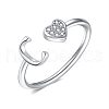 Adjustable Brass Rhinestone Cuff Rings for Women FS-WGEAD33-03-1