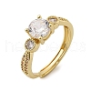 Brass Micro Pave Clear Cubic Zirconia Finger Rings for Women RJEW-U049-02G-4