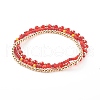 Glass & Brass Stretch Beaded Bracelets Sets BJEW-JB06151-1