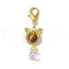 Natural Tiger Eye & Glass Seed Beaded Cat Pendant Decoration HJEW-MZ00157-03-2