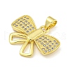 Bowknot Rack Plating Brass Clear Cubic Zirconia Pendants KK-Z053-14G-02-2