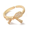 Bowknot Brass Micro Pave Clear Cubic Zirconia Open Cuff Rings for Women RJEW-C098-25G-2