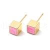 Enamel Cube Stud Earrings EJEW-P210-02G-03-1