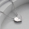925 Sterling Silver Micro Pave Clear Cubic Zirconia Heart Pendant Necklaces for Women NJEW-D316-04P-2