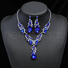Teardrop Alloy Rhinestone Pendant Necklaces & Stud Dangle Earrings Sets FS-WGB9BB4-05-1
