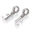 Platinum Rack Plating Alloy Rhinestone European Dangle Charms PALLOY-T048-36P-J-2