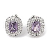 Brass Pave Cubic Zirconia Rectangle Stud Earrings for Women EJEW-I304-20P-2