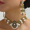 Teardrop Alloy & Plastic Pearl & Rhinestone Pendant Necklace & Stud Dangle Earring FS-WGB01EC-01-1