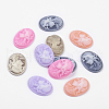 Mixed Color Royal Lady Portrait Resin Cameos Oval Cabochons for Antique Finger Ring Making X-CRES-C0035-M-1