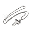 304 Stainless Steel Hollow Rose Cross Pendant Necklaces NJEW-H065-31P-2