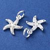 Rack Plating Brass Micro Pave Clear Cubic Zirconia Charms KK-D097-04S-2