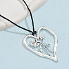 Birth Flower Heart Zinc Alloy Pendant Black Faux Suede Cord Necklaces for Women FS-WGA5BEC-02-1