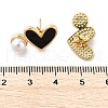 Heart Brass Stud Earrings EJEW-C141-01G-7