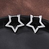 Tarnish Resistant 304 Stainless Steel Star Huggie Hoop Earrings STAS-H156-05P-4