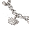 Tarnish Resistant 201 Stainless Steel Crown Charm Bracelets BJEW-B078-100P-2