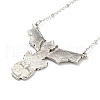 Alloy Skull with Bat Pendant Necklace NJEW-G056-02AS-2