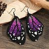 Bohemian Style Purple Butterfly Wing Glass Bead Handmade Dangle Earrings GG1438-1