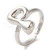 Initials Brass Open Cuff Ring for Women RJEW-N046-02P-P-1