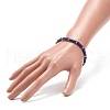 Natural Lapis Lazuli(Dyed) Column Beaded Stretch Bracelet BJEW-JB08989-02-3