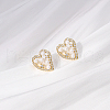 Heart Brass Clear Cubic Zirconia Stud Earrings ZD0180-2