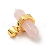 Natural Rose Quartz Double Terminal Pointed Pendants G-P481-01G-04-3