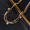 304 Stainless Steel Rhinestone Double Layered Necklaces NJEW-U026-03G-1