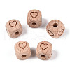 Engraved Beech Wood Beads WOOD-N015-08G-1