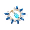 Glass Seed Beaded Flat Round Pendants PALLOY-MZ00570-01-3
