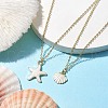 2Pcs Alloy Enamel Shell & Starfish Pendants Necklaces NJEW-JN04781-2