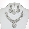 Teardrop Alloy Crystal Rhinestone Pendant Necklace & Stud Dangle Earring & Frontlet Sets FS-WG4C0D5-02-1