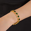 Vintage Brass Micro Pave Clear Cubic Zirconia Heart Link Chain Bracelets for Women DG2724-3