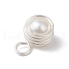 Shell Pearl Round Copper Wire Wrapped Pendants PALLOY-JF03261-02-4