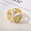 Brass Micro Pave Clear Cubic Zirconia Open Cuff Rings for Women RJEW-K289-02G-Z-3