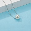 Elegant Stainless Steel 10mm Round Shell Pearl Bead Pendant Necklaces for Daily Wear DW4894-1-1