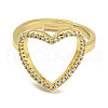 Heart Rack Plating Brass Micro Pave Cubic Zirconia Heart Adjustable Rings for Women RJEW-F162-12G-2