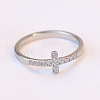 Cross Stainless Steel Micro Pave Clear Cubic Zirconia Finger Rings for Women FS-WG88B59-01-2